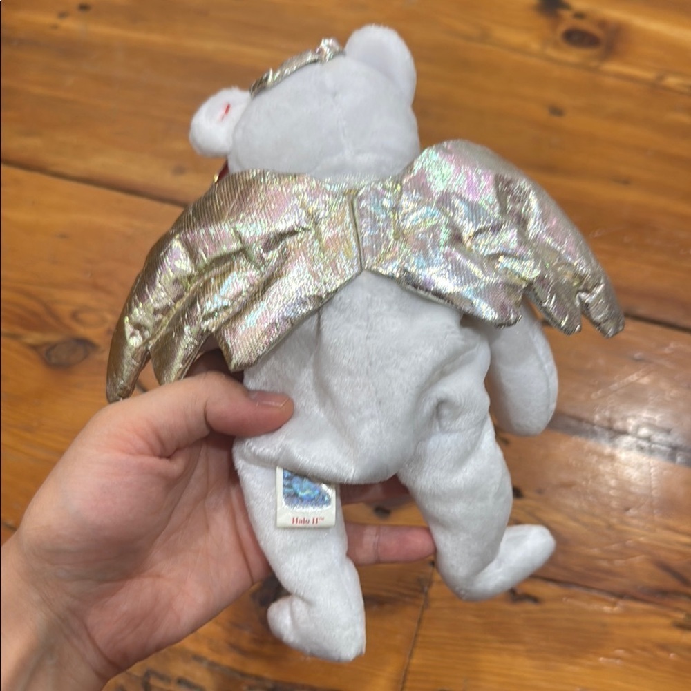 TY Beanie Baby Babies Angel Bear HALO 2 II 2000 Error Nose Brown - Picture 6 of 8